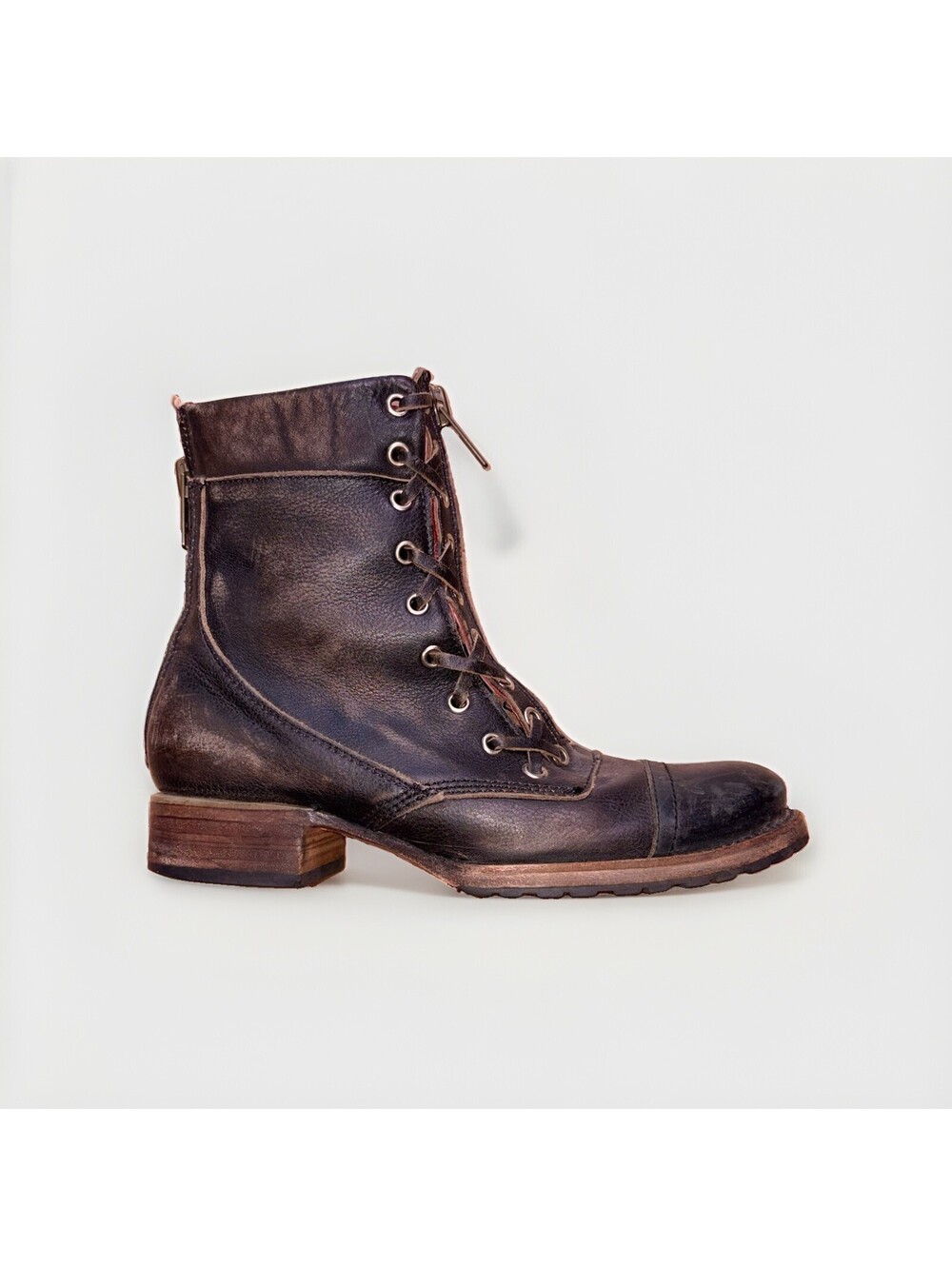 Freebird Liverpool Women’s 8 Black Distressed Leather Lace Up Combat Boots